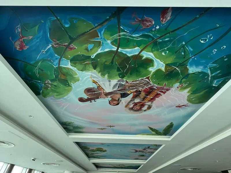 Kinara restaurant ceiling mural